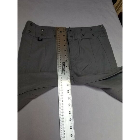 Sessions Womens Size 5 Wide Straight Pants Eyelet Mid-Rise Cotton Gray Casual - Picture 7 of 8